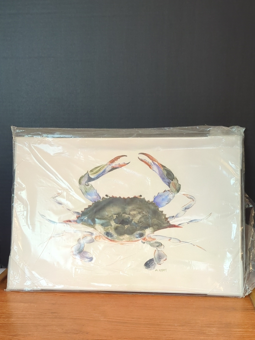Blue Crab Watercolor Plaque 13x19"